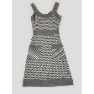 Diane Von Furstenberg Dress Sz 4 Gray Blue Sleeveless Front Pockets ALine Fall